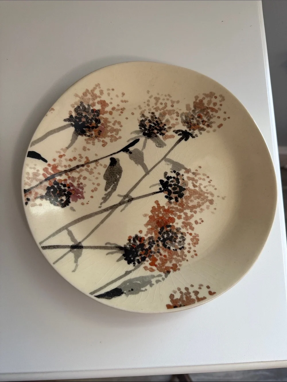 Crate&Barrel Cream Plate with Gold Band